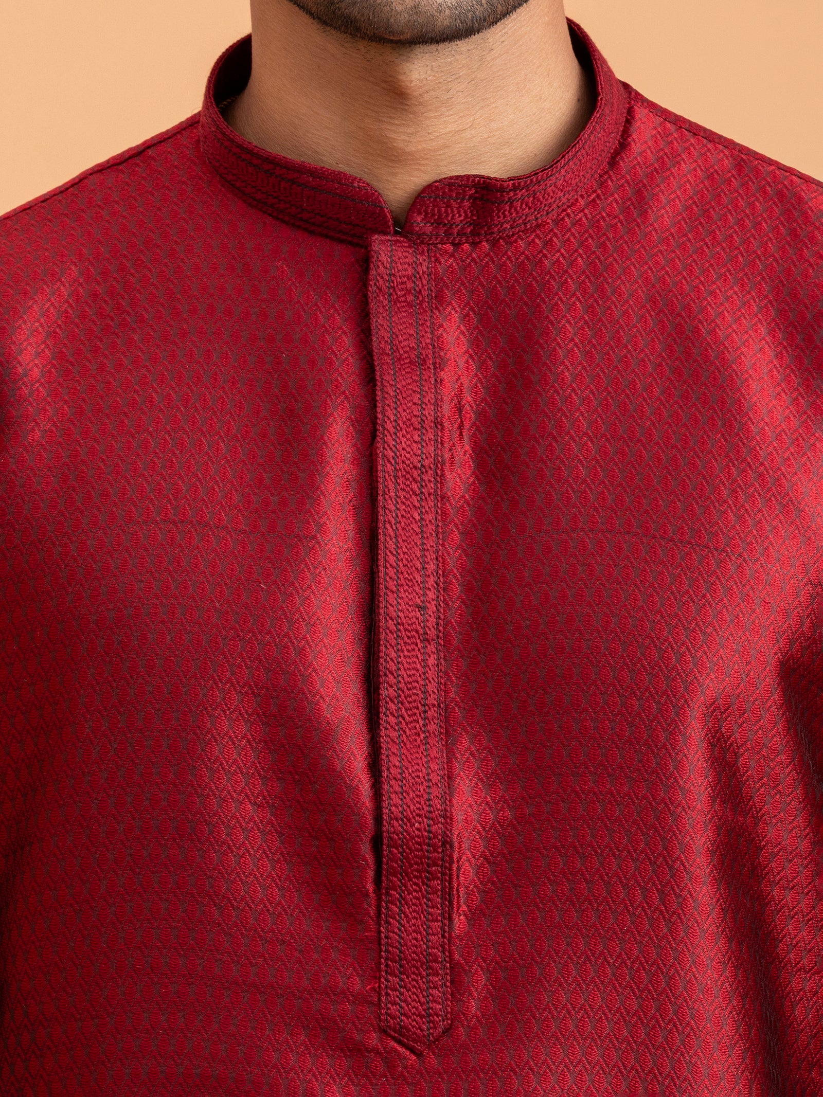 Crimson Weave Kurta Set