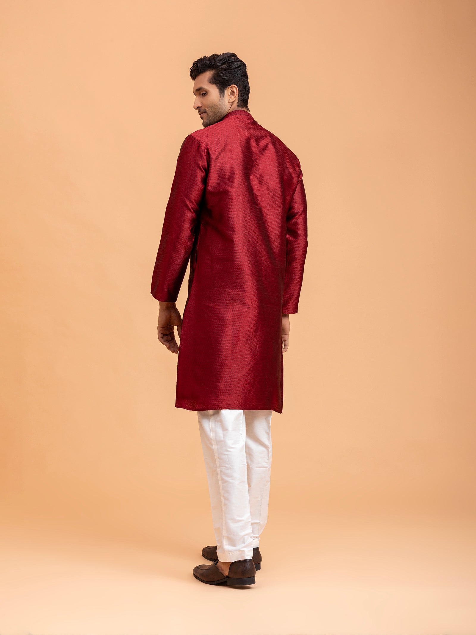 Crimson Weave Kurta Set