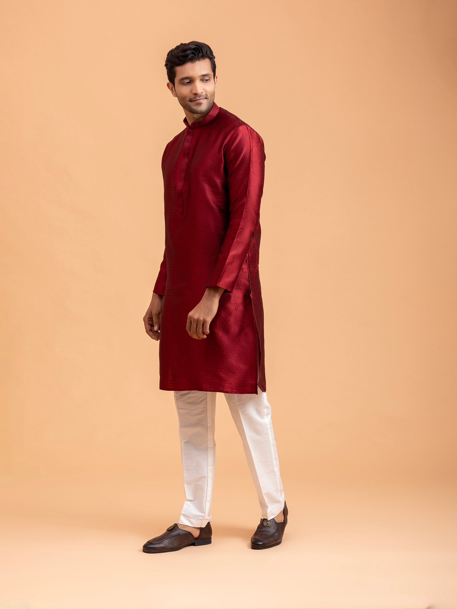 Crimson Weave Kurta Set