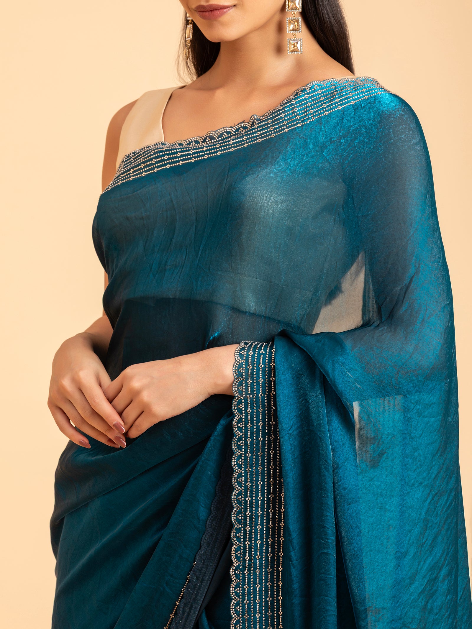 Cerulean Midnight Scalloped Saree