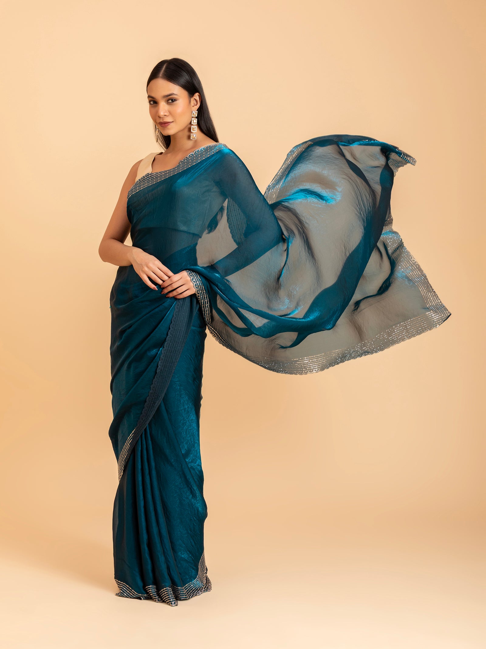 Cerulean Midnight Scalloped Saree