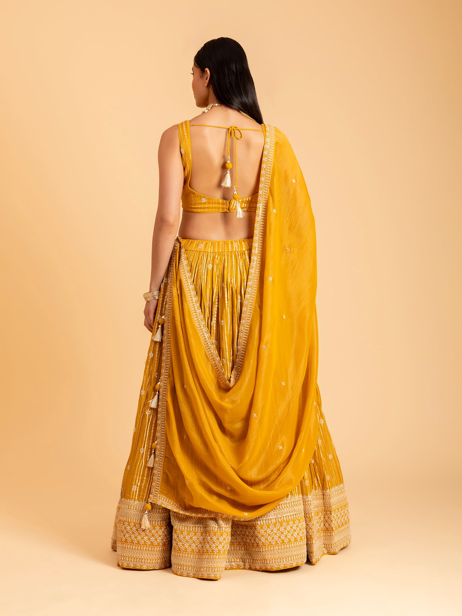 Tuscan Gold Floral Embroidery Lehenga