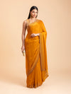 Tuscan Mustard Geometric Scalloped Saree