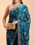 Midnight Teal Floral Filigree Saree