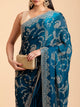 Midnight Teal Floral Filigree Saree