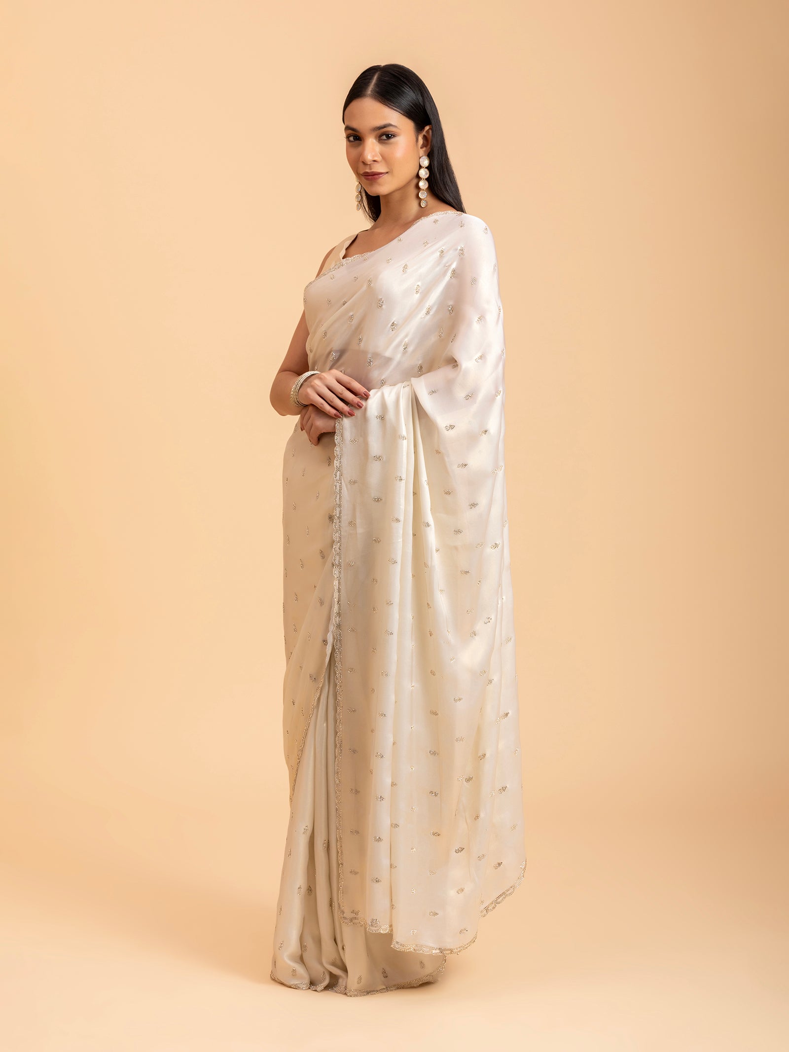 Pearl White Celestial Saree