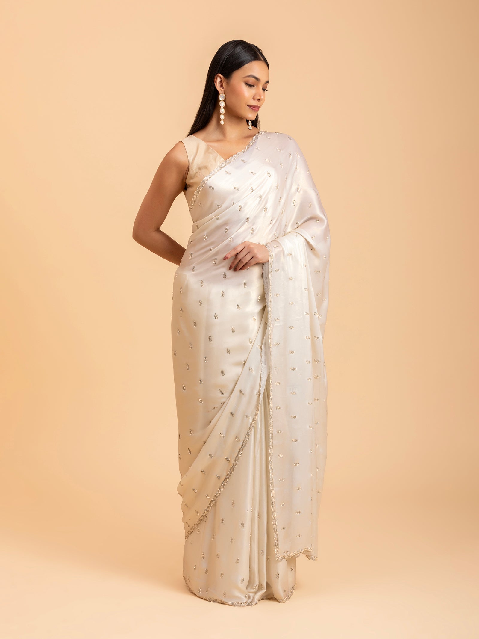 Pearl White Celestial Saree