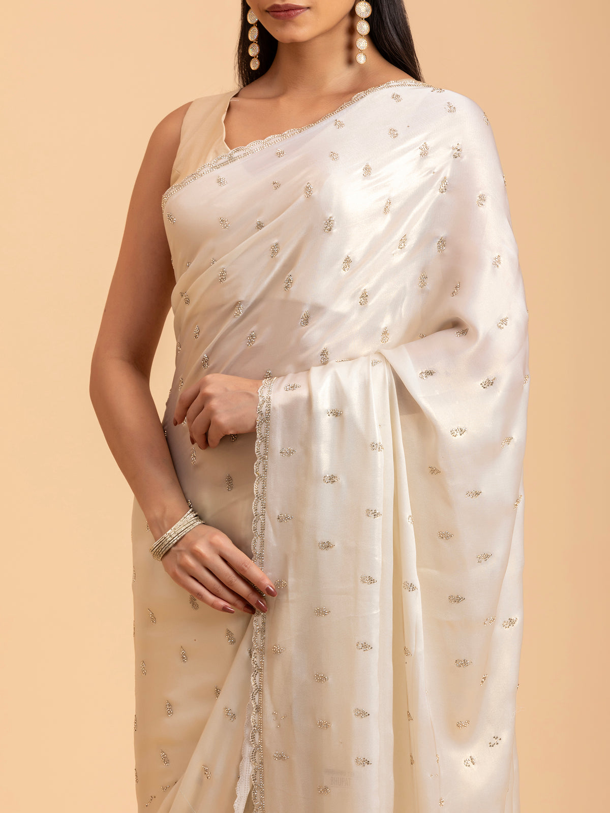Pearl White Celestial Saree