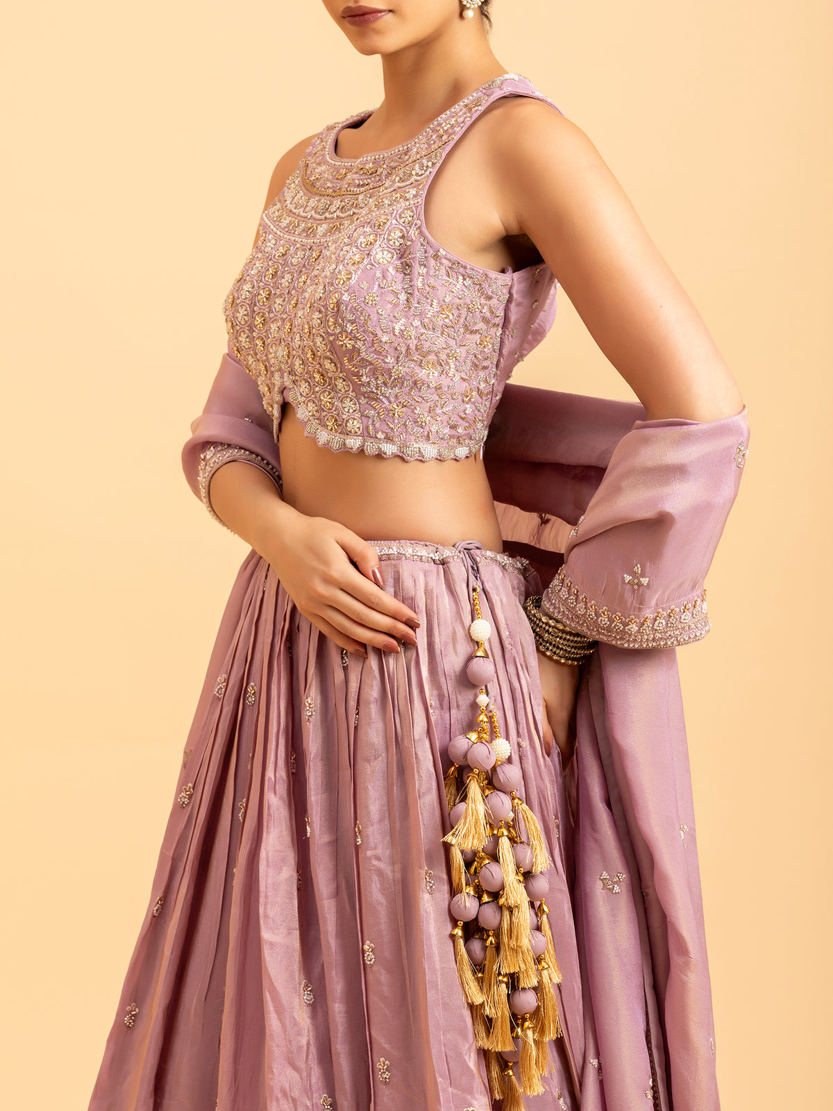 Mauve Orchid Embroidered Lehenga