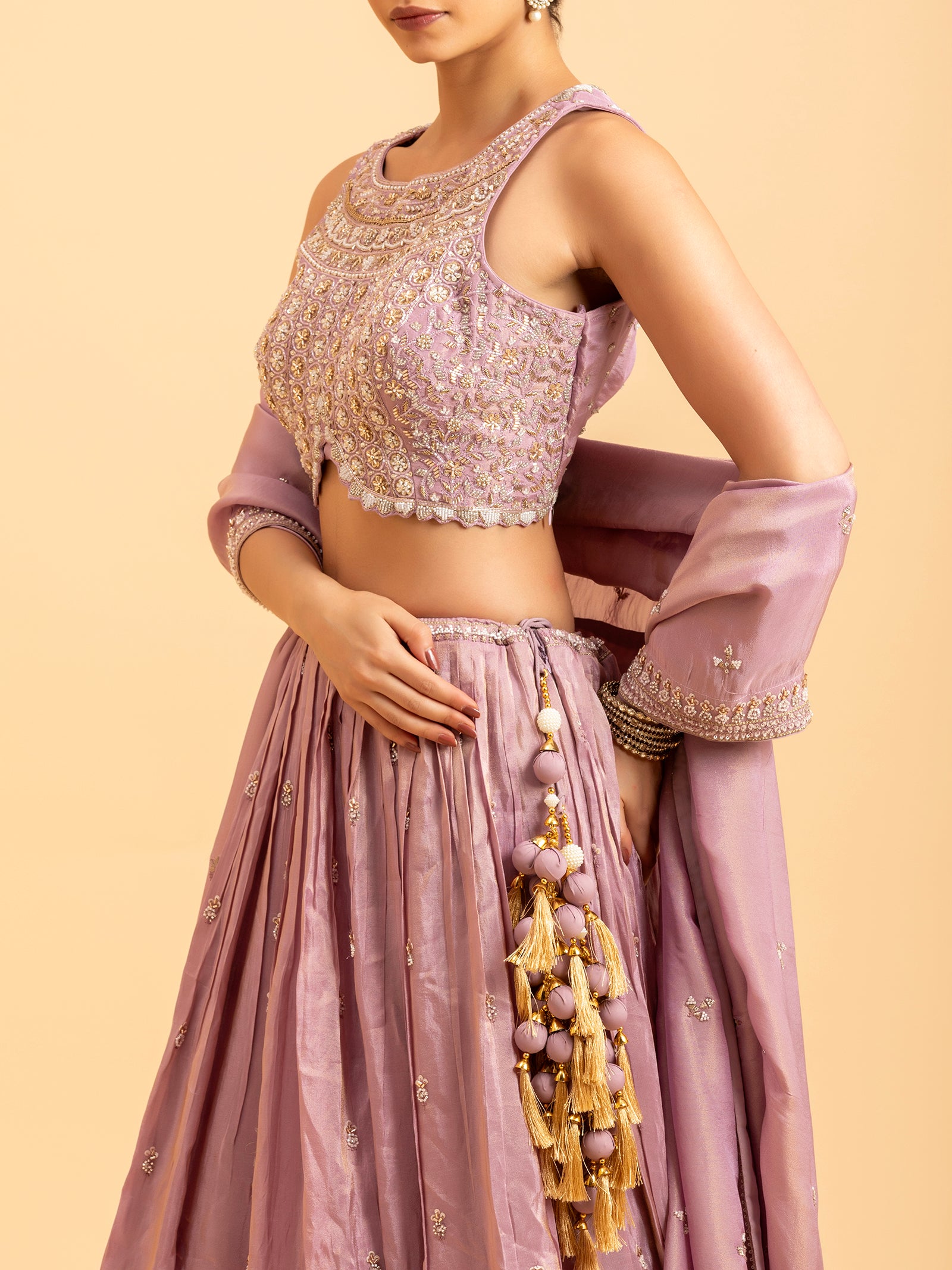 Mauve Orchid Embroidered Lehenga