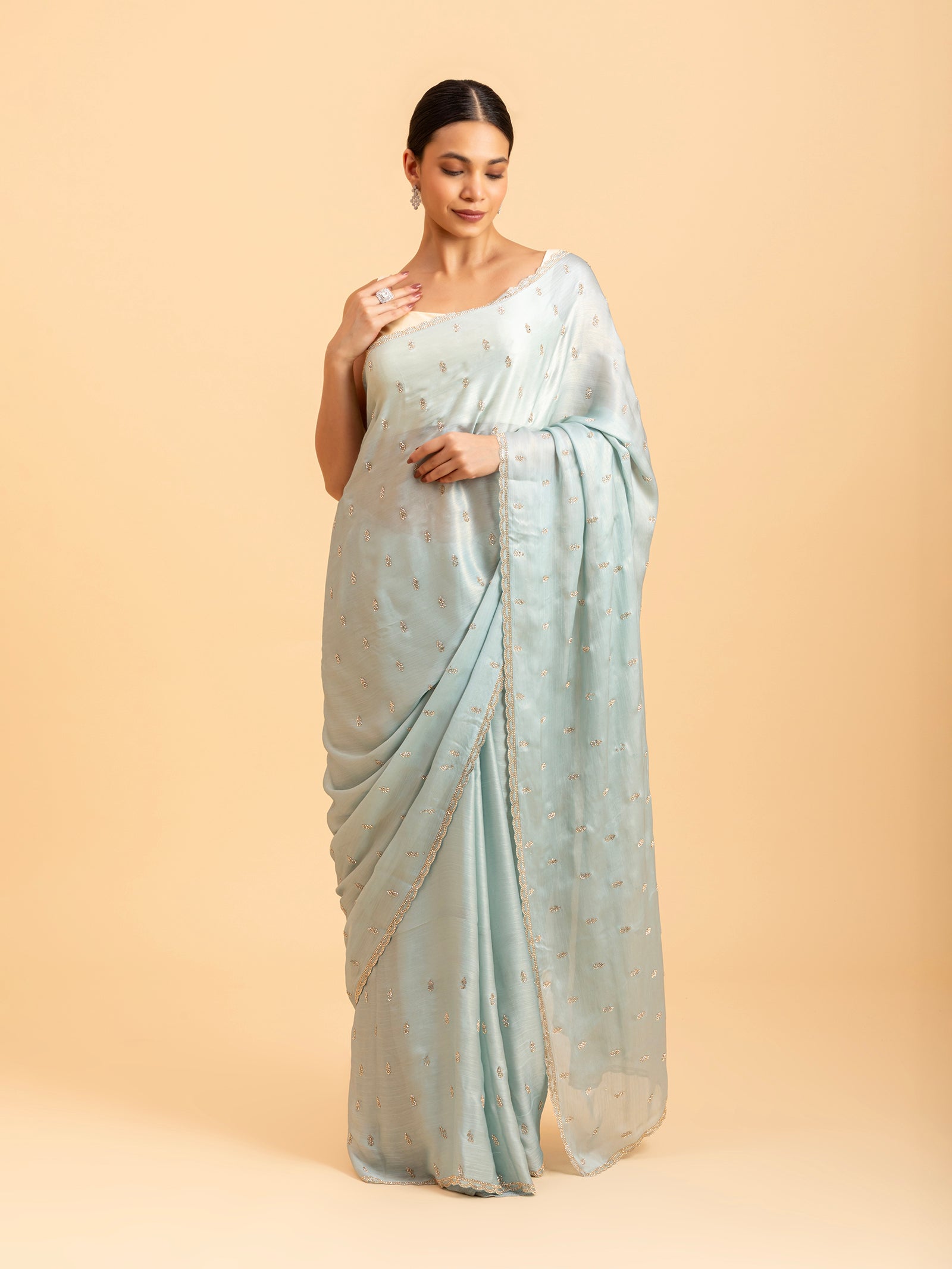 Ice Blue Starburst Saree