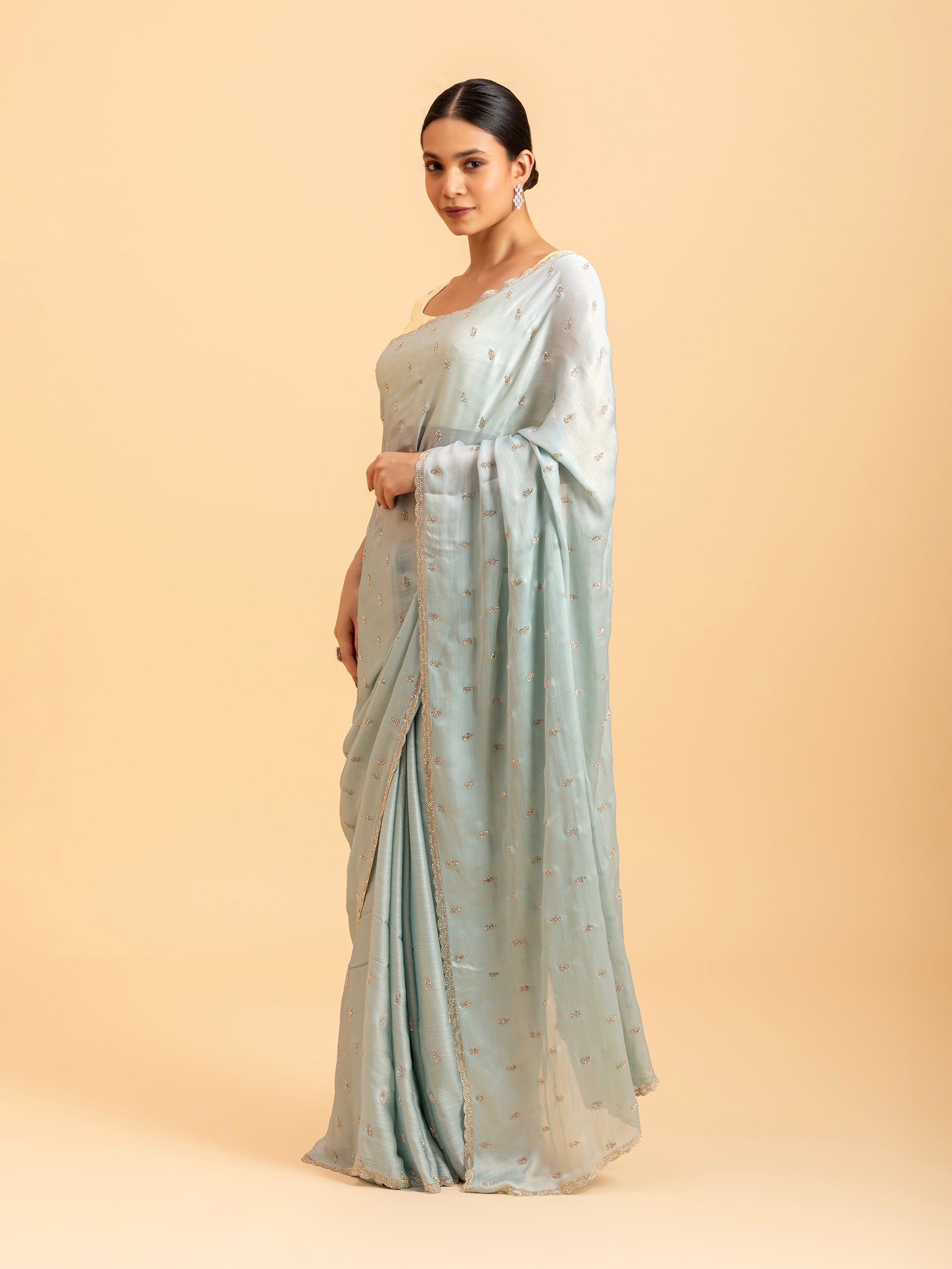 Ice Blue Starburst Saree