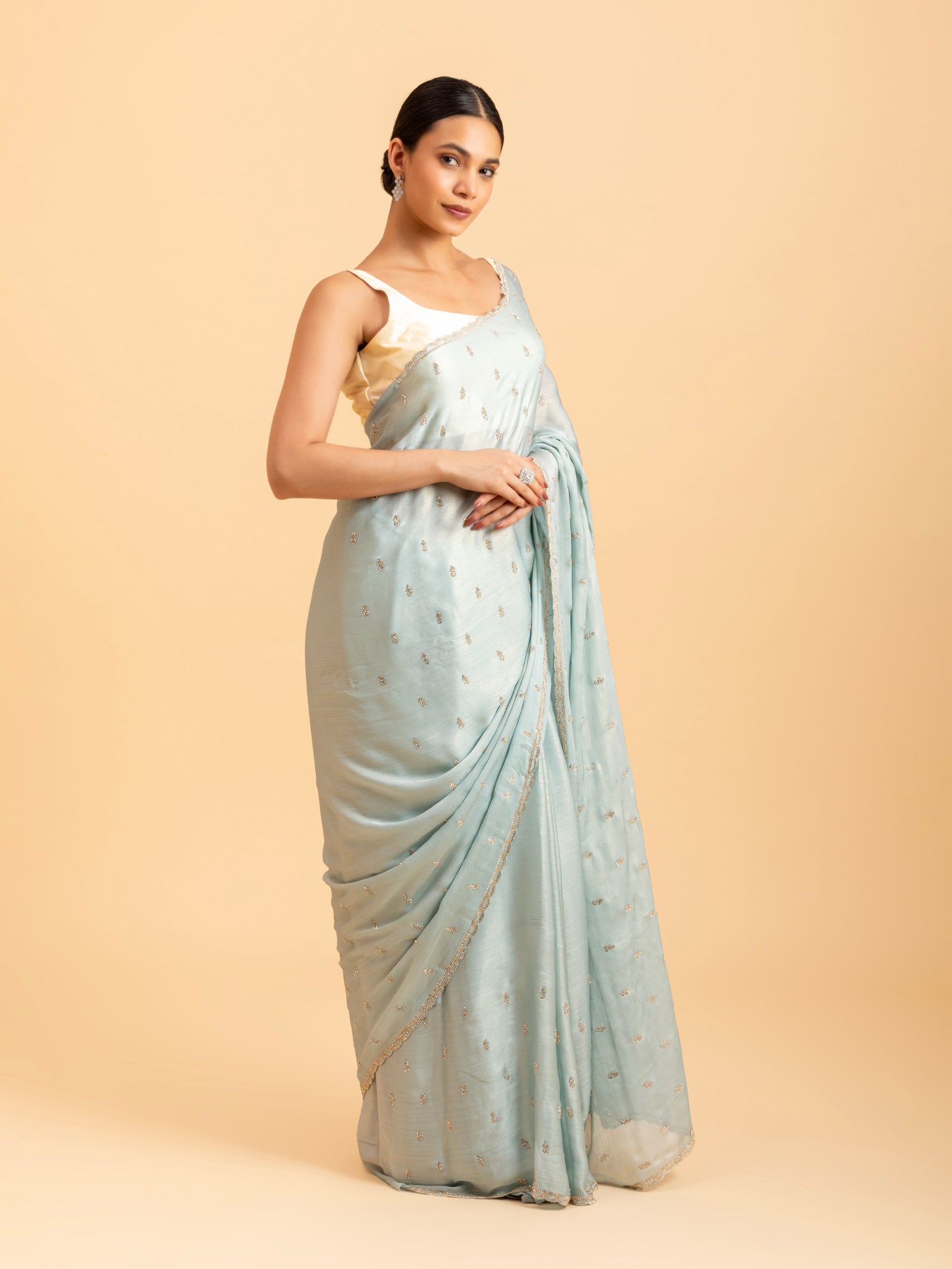 Ice Blue Starburst Saree