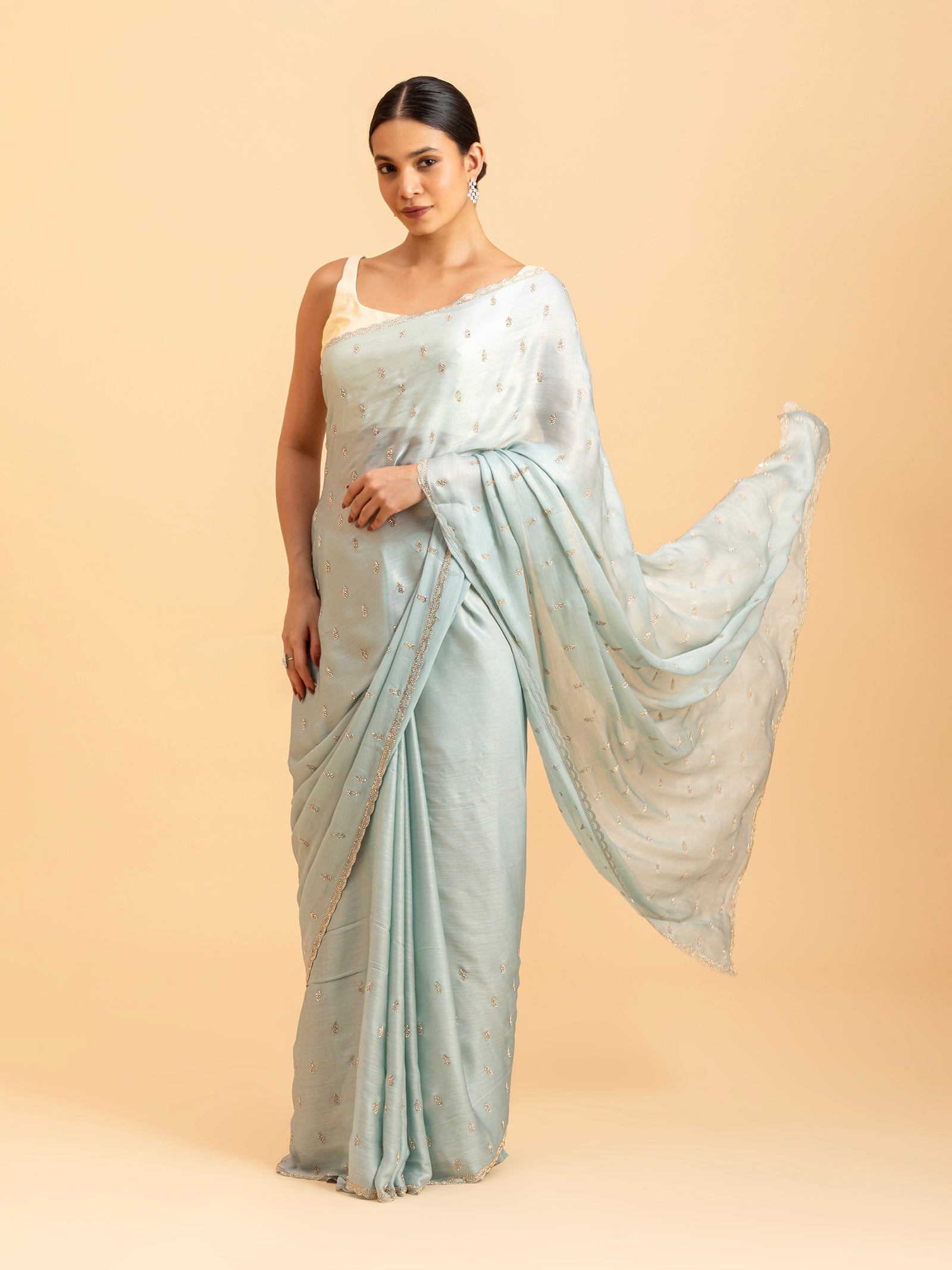 Ice Blue Starburst Saree