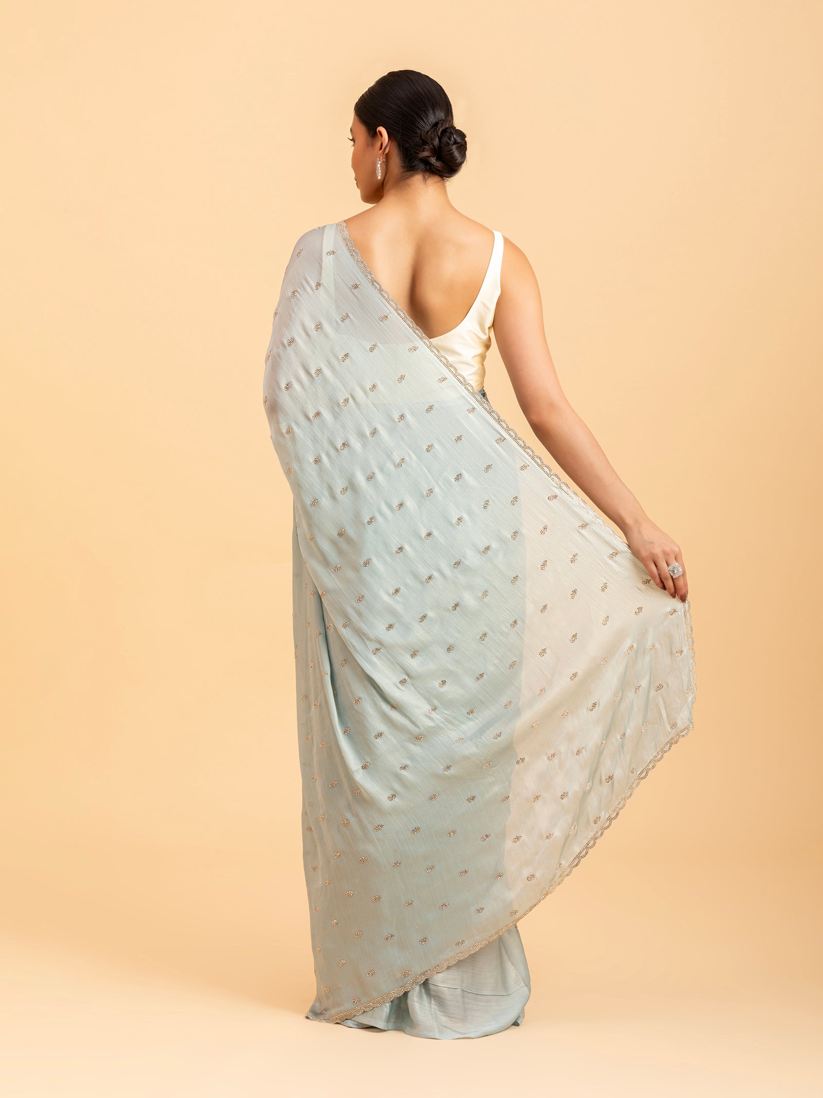 Ice Blue Starburst Saree