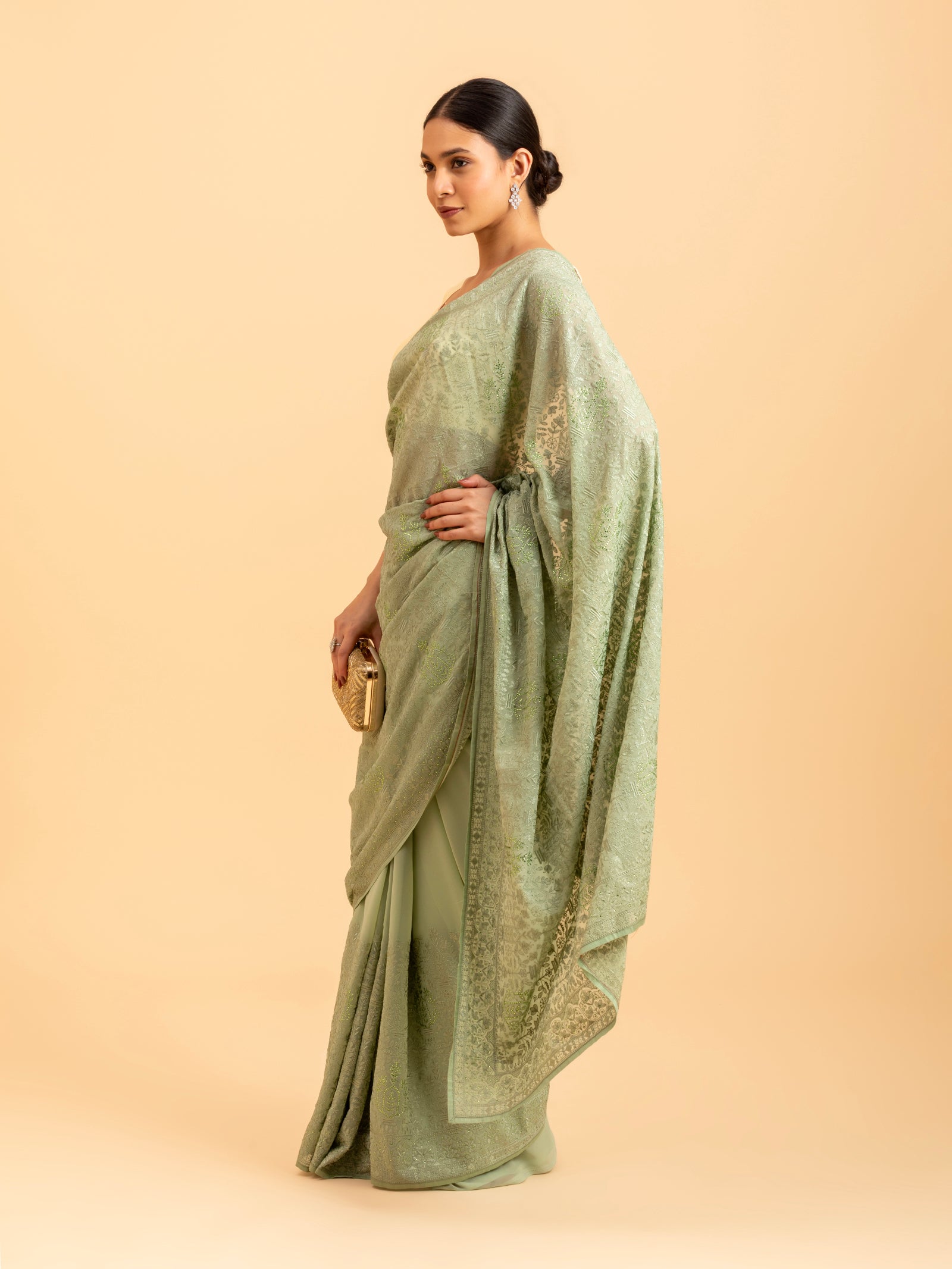 Sage Meadow Embroidery Saree