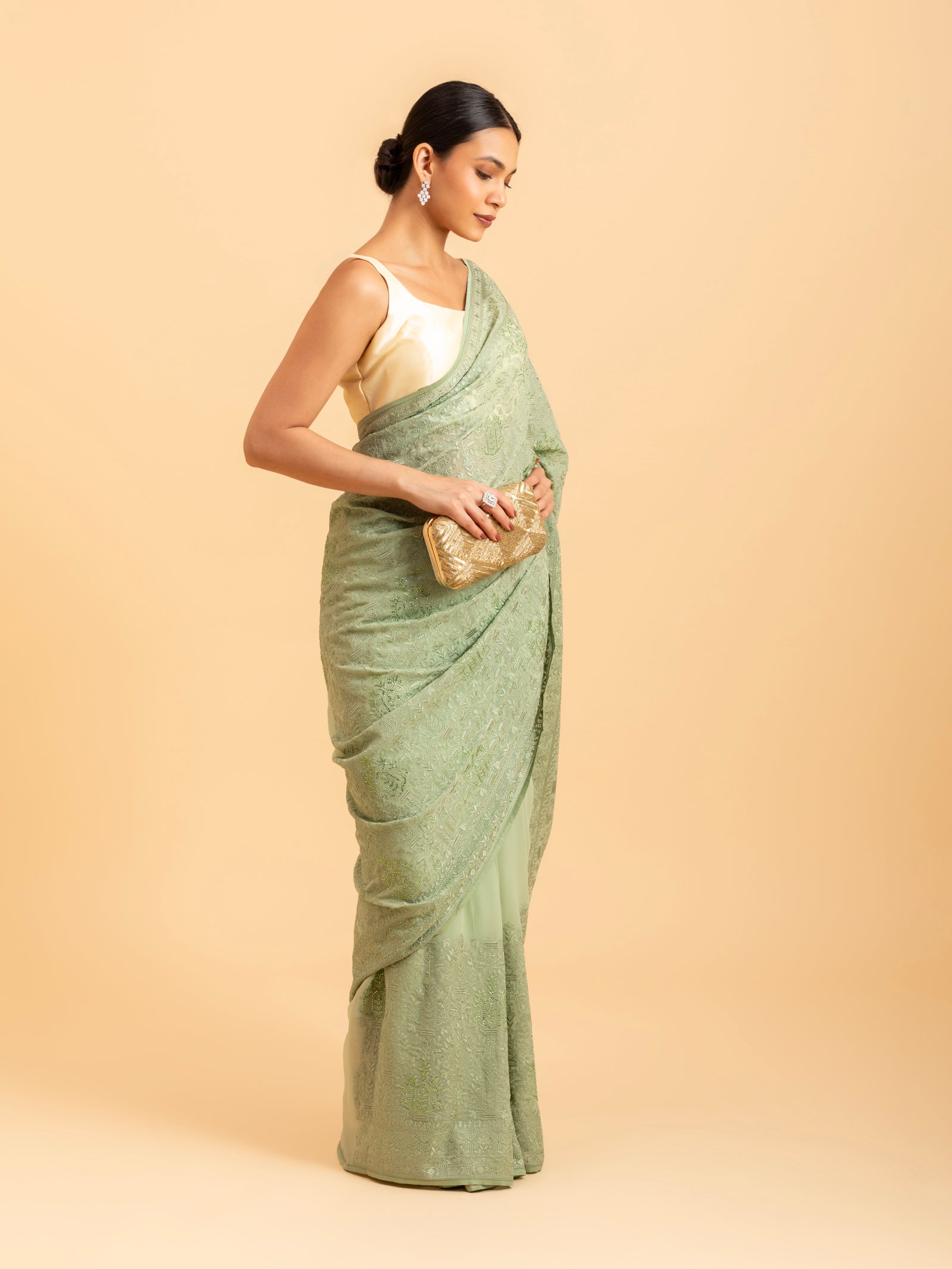 Sage Meadow Embroidery Saree