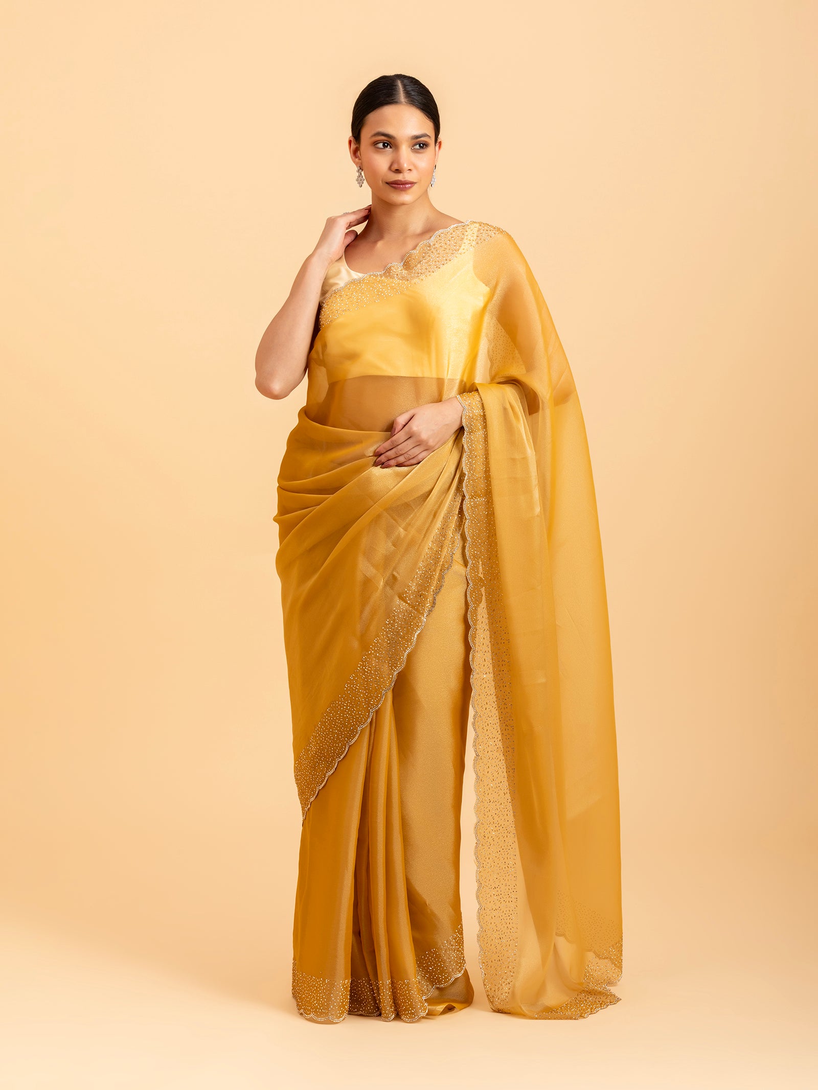 Honey Citrine Scalloped Saree