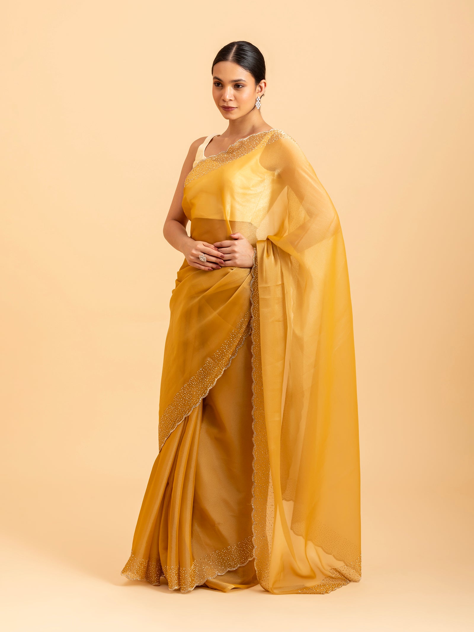 Honey Citrine Scalloped Saree