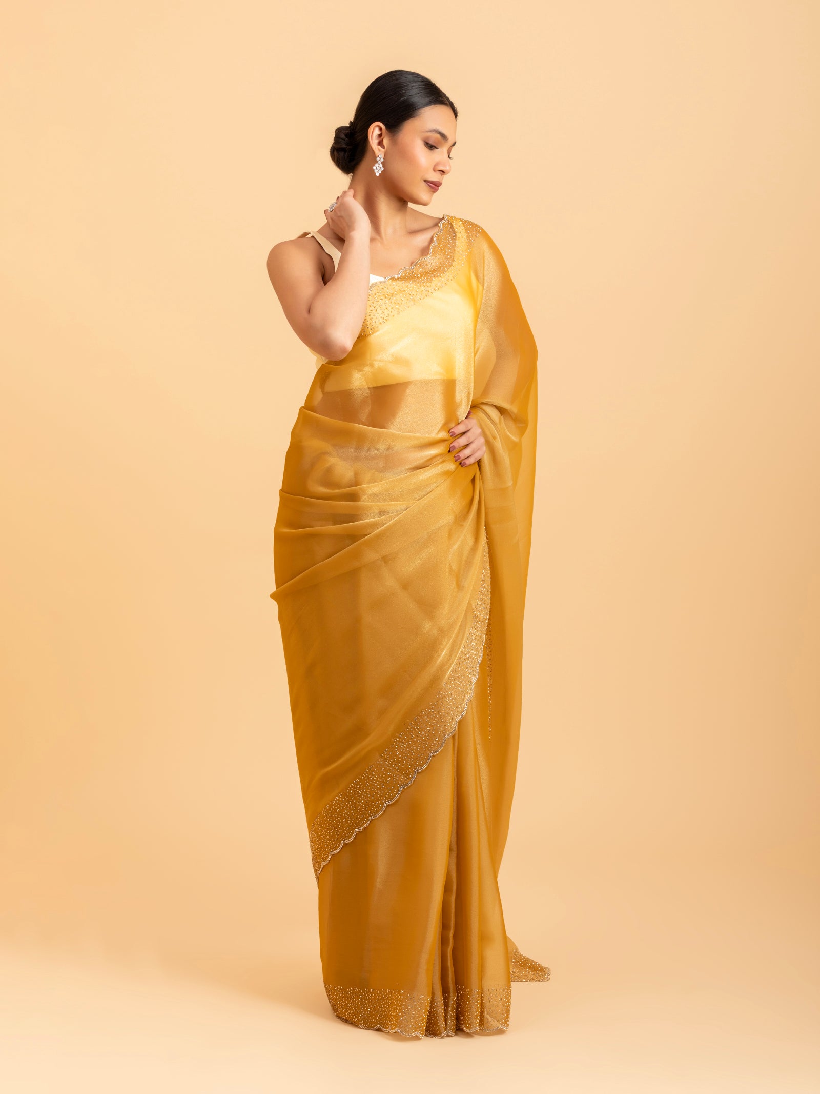Honey Citrine Scalloped Saree