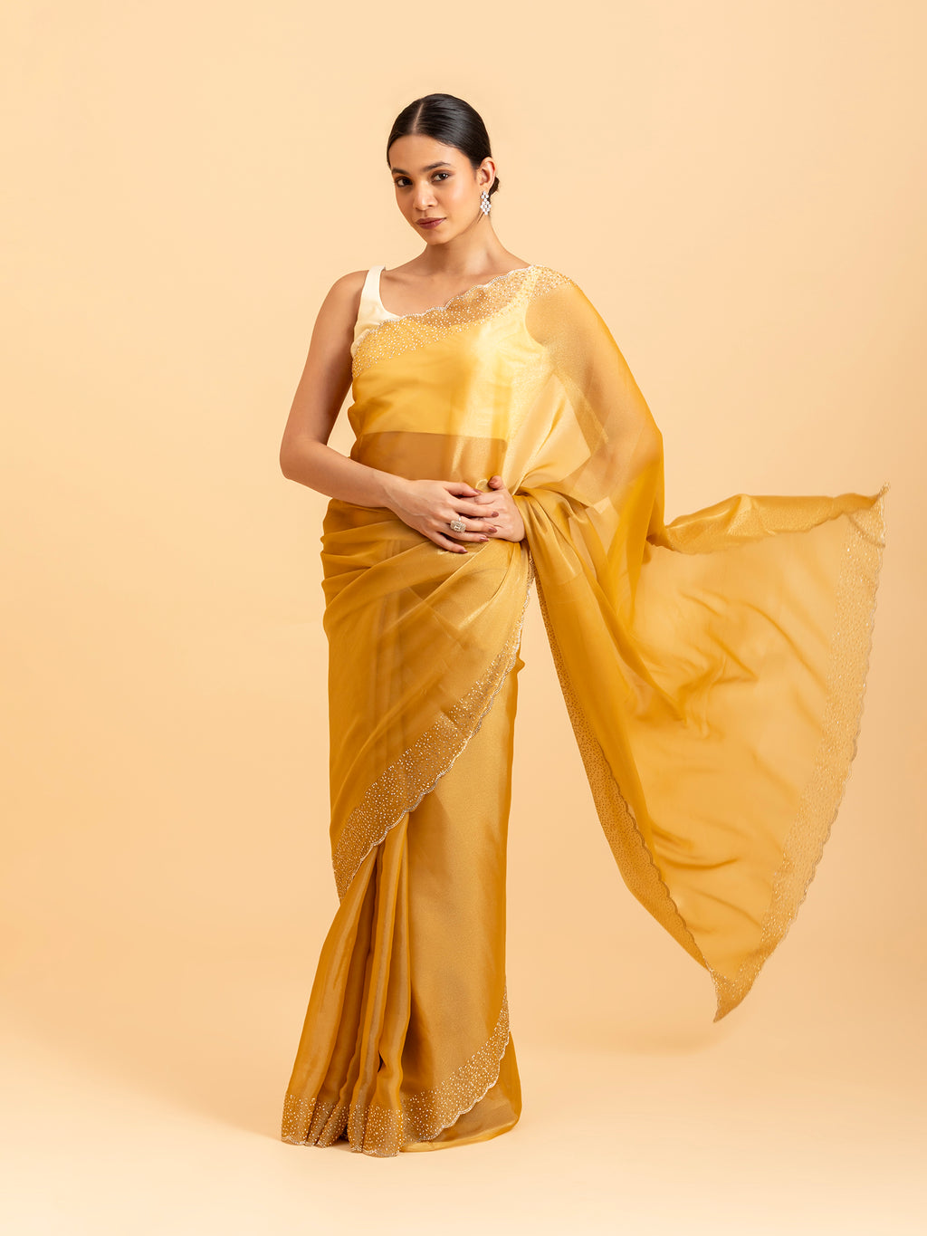 Honey Citrine Scalloped Saree