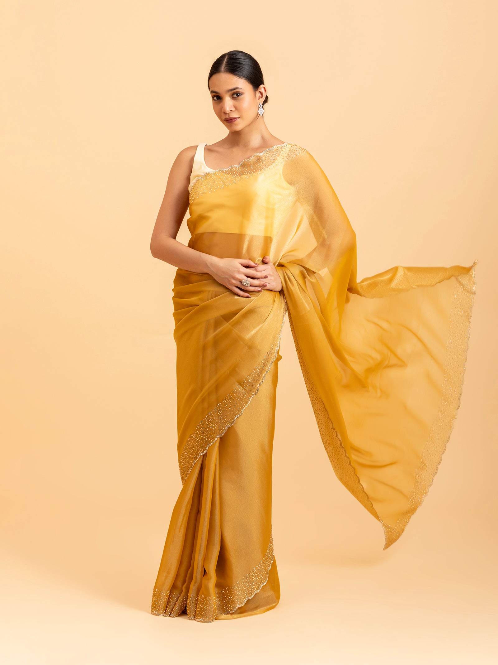 Honey Citrine Scalloped Saree