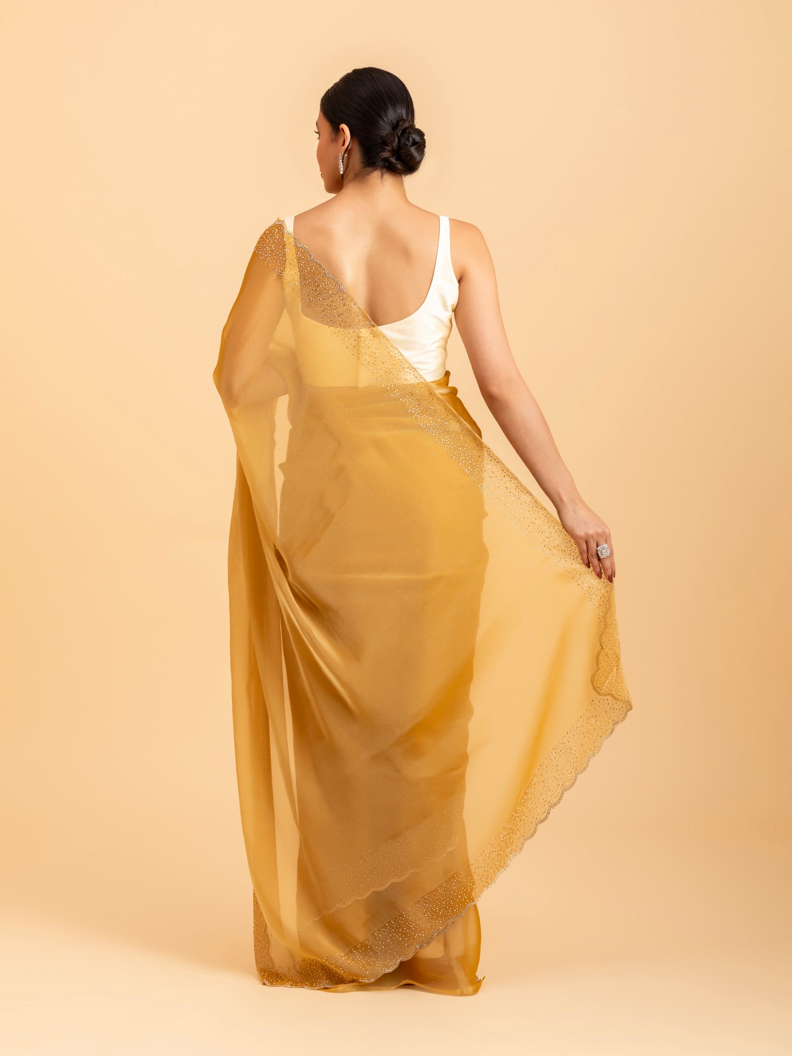 Honey Citrine Scalloped Saree