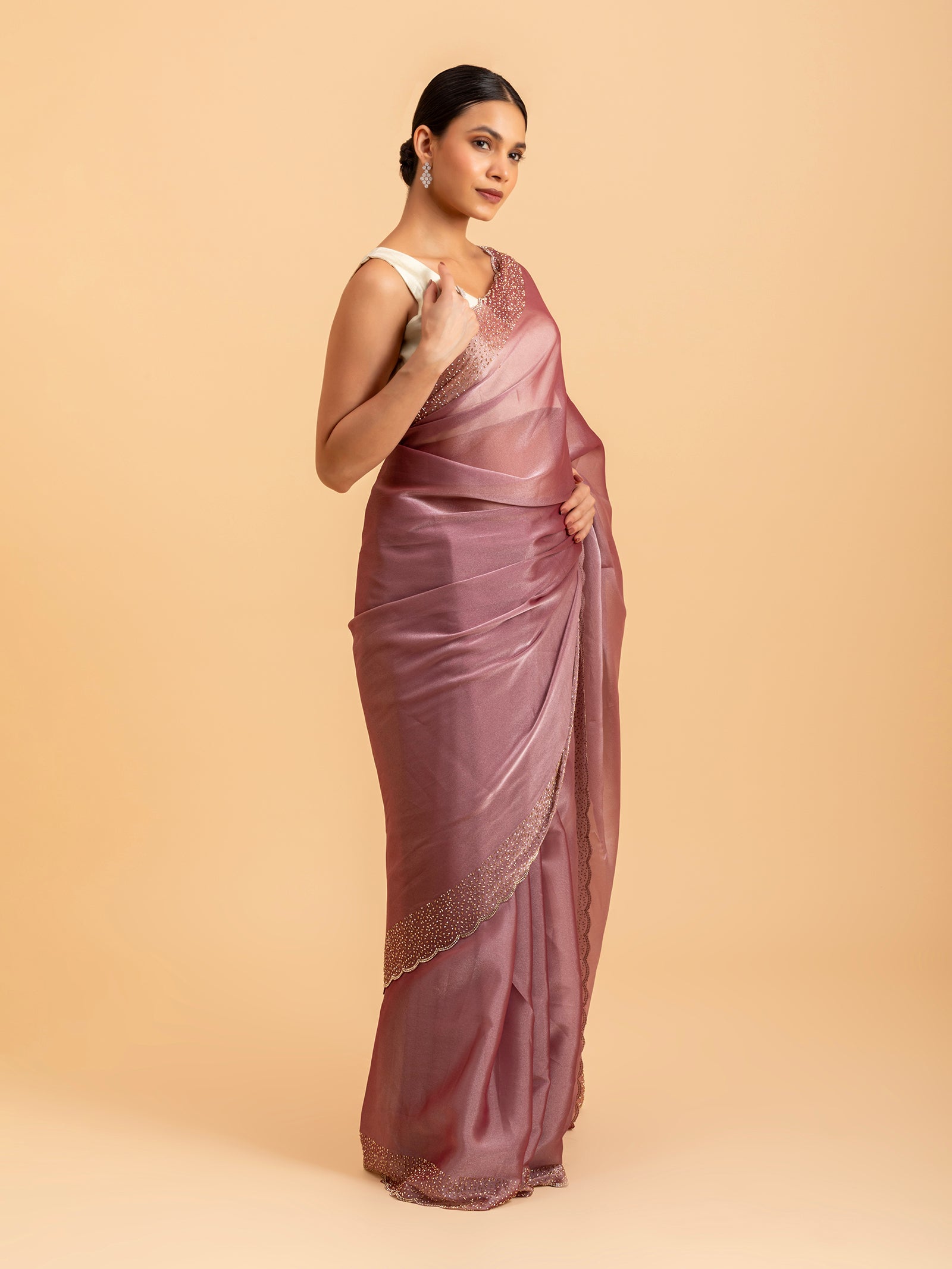 Muted Rose Scalloped Saree