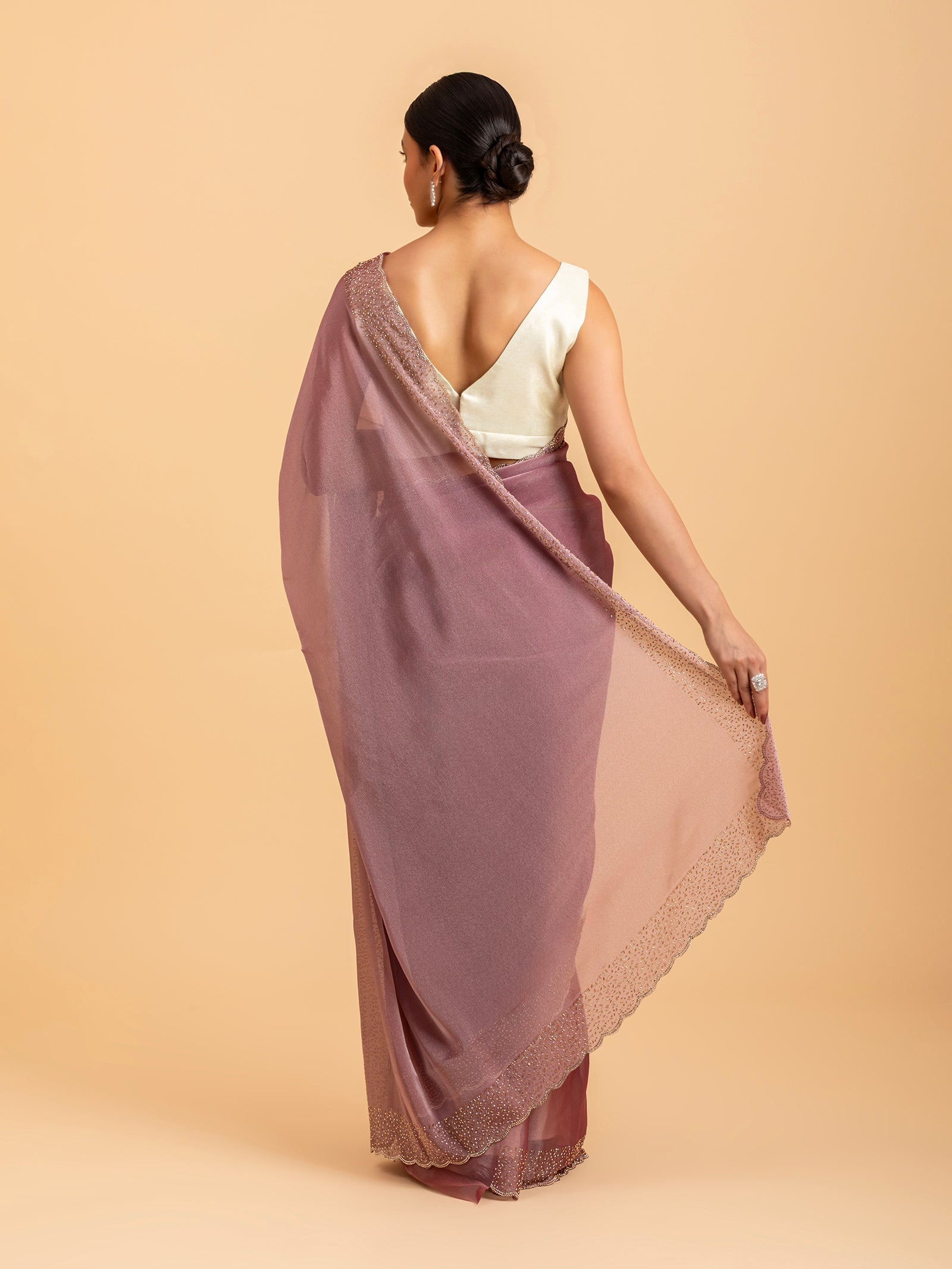 Muted Rose Scalloped Saree