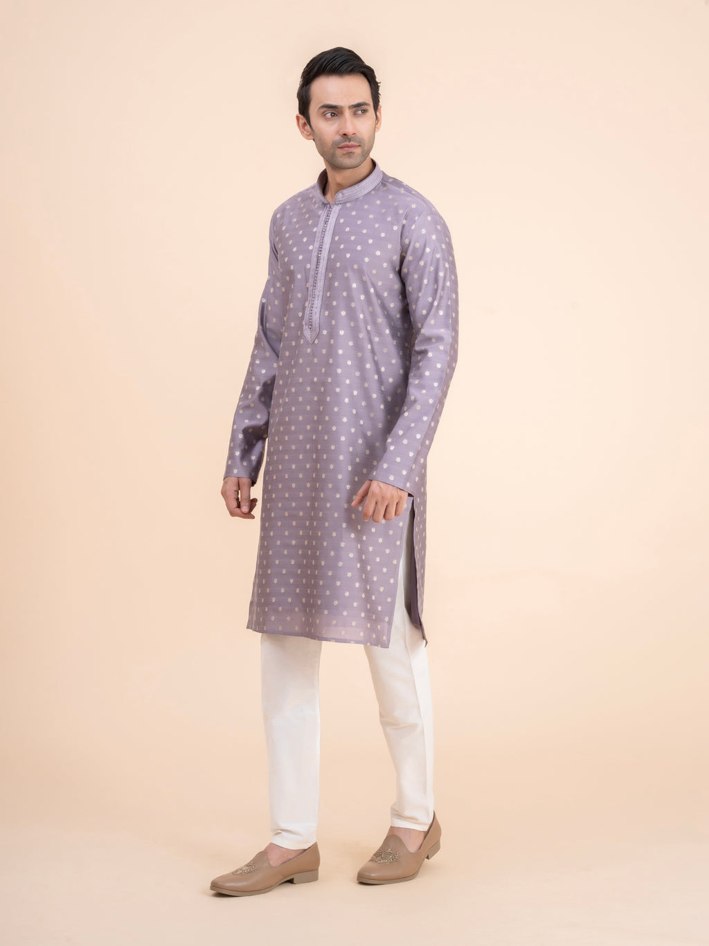 Lavender Motif Kurta Set
