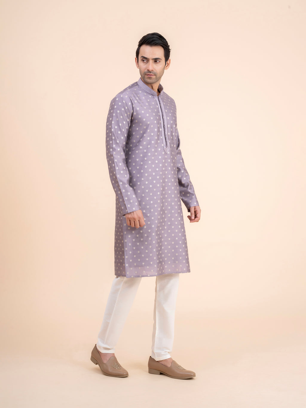 Lavender Motif Kurta Set
