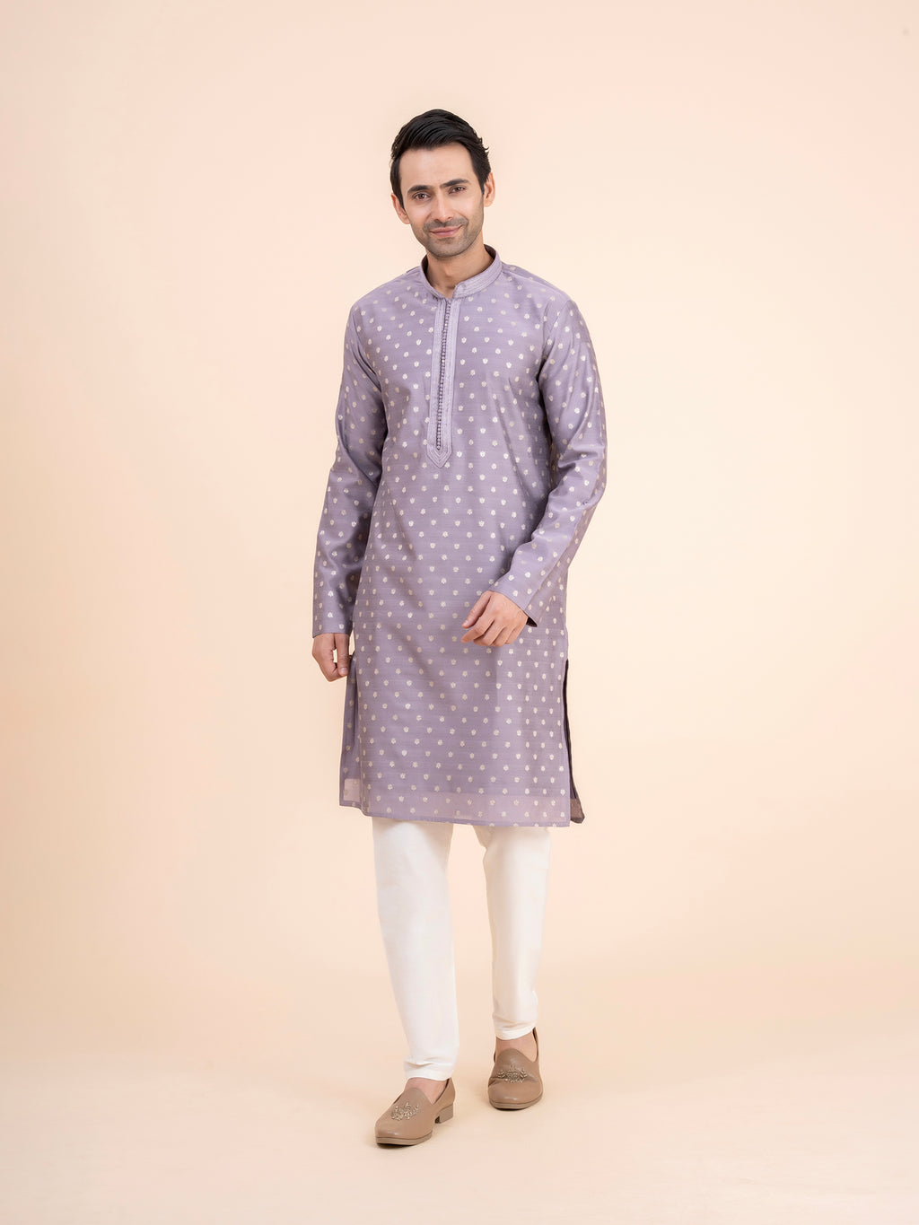 Lavender Motif Kurta Set
