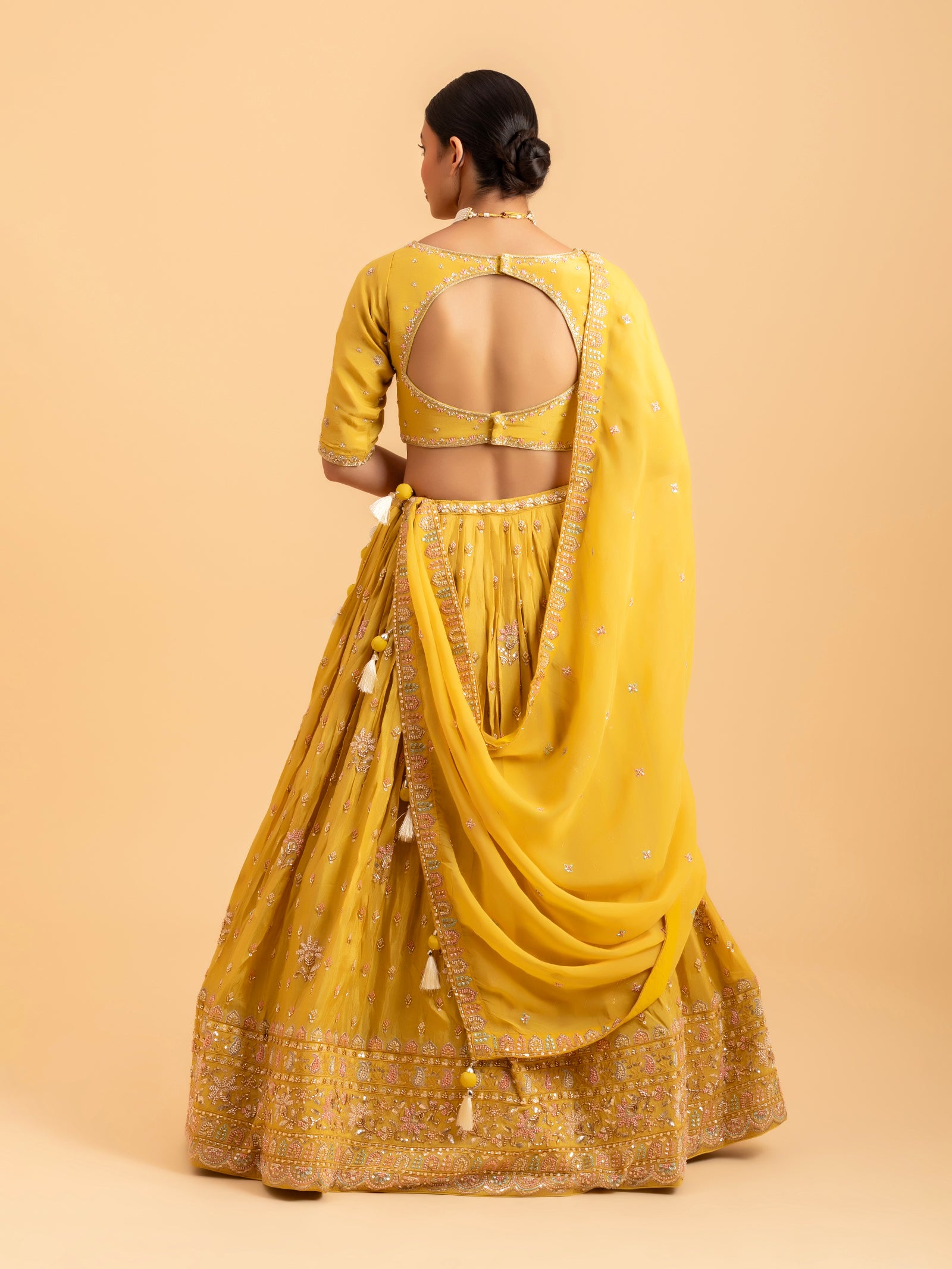 Lemon Zest Floral Embroidered Lehenga