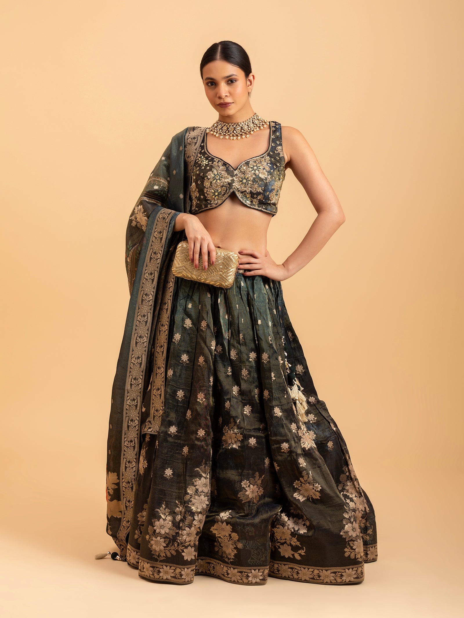 Ethereal Peacock Vine Loomed Lehenga