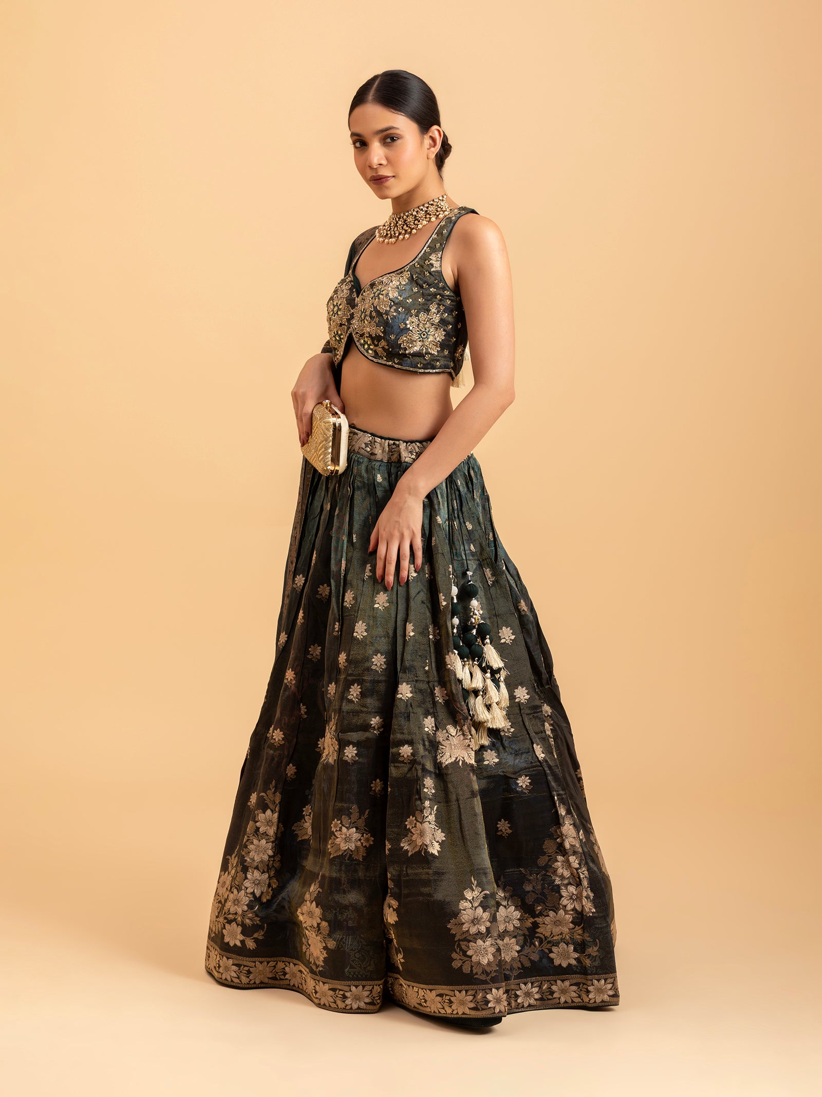 Ethereal Peacock Vine Loomed Lehenga