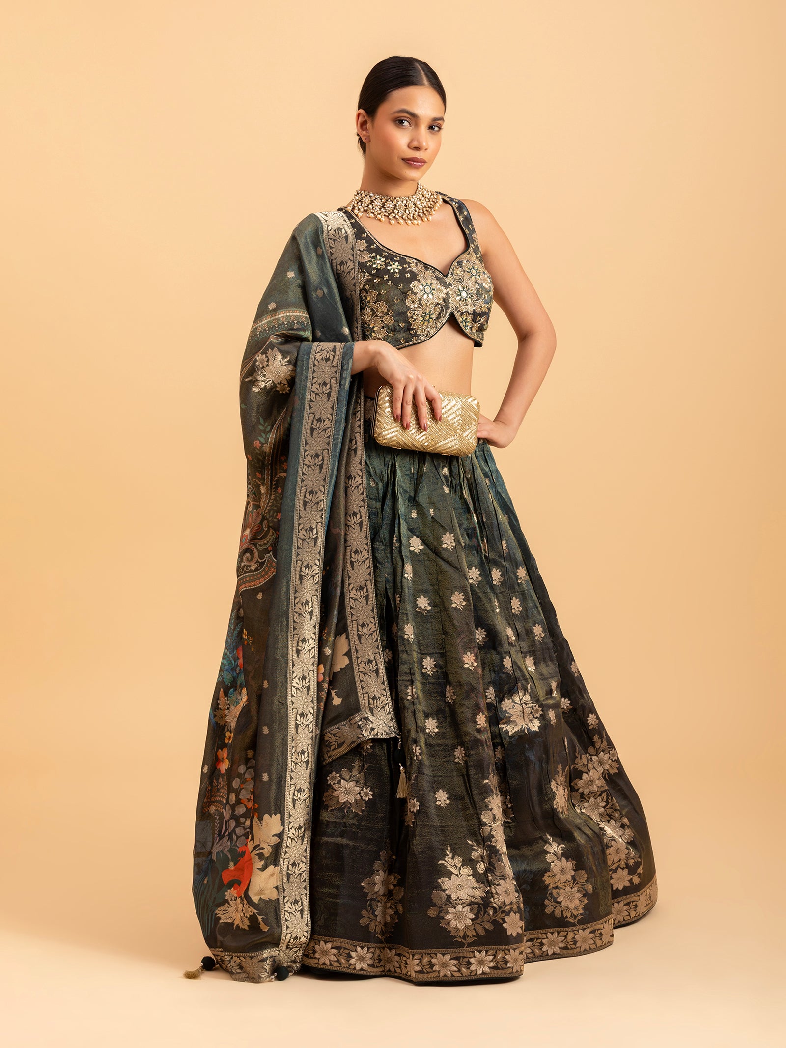 Ethereal Peacock Vine Loomed Lehenga