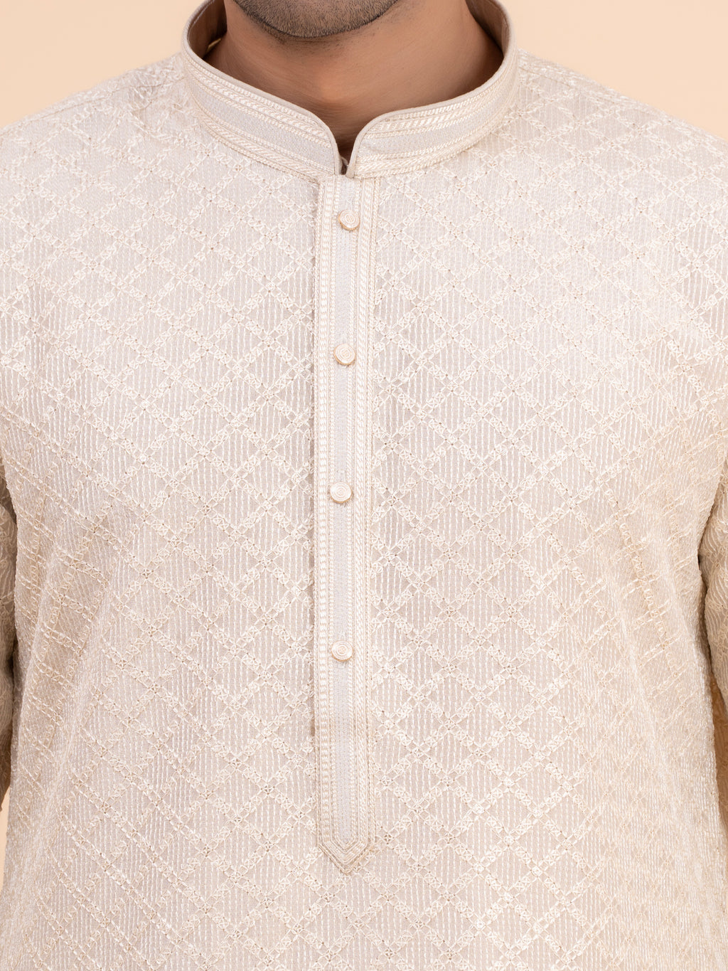 Champagne Brocade Kurta Set