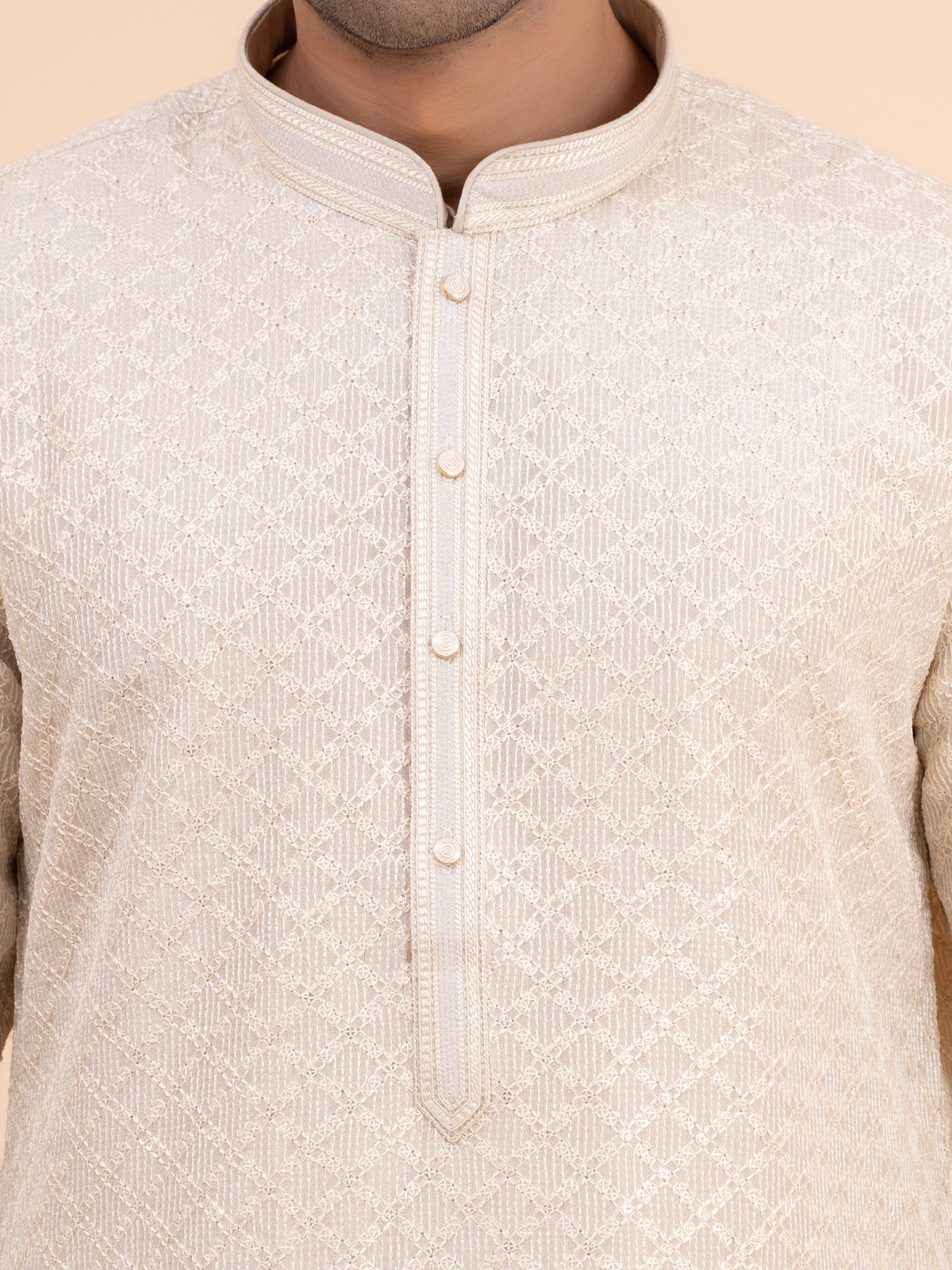 Champagne Brocade Kurta Set