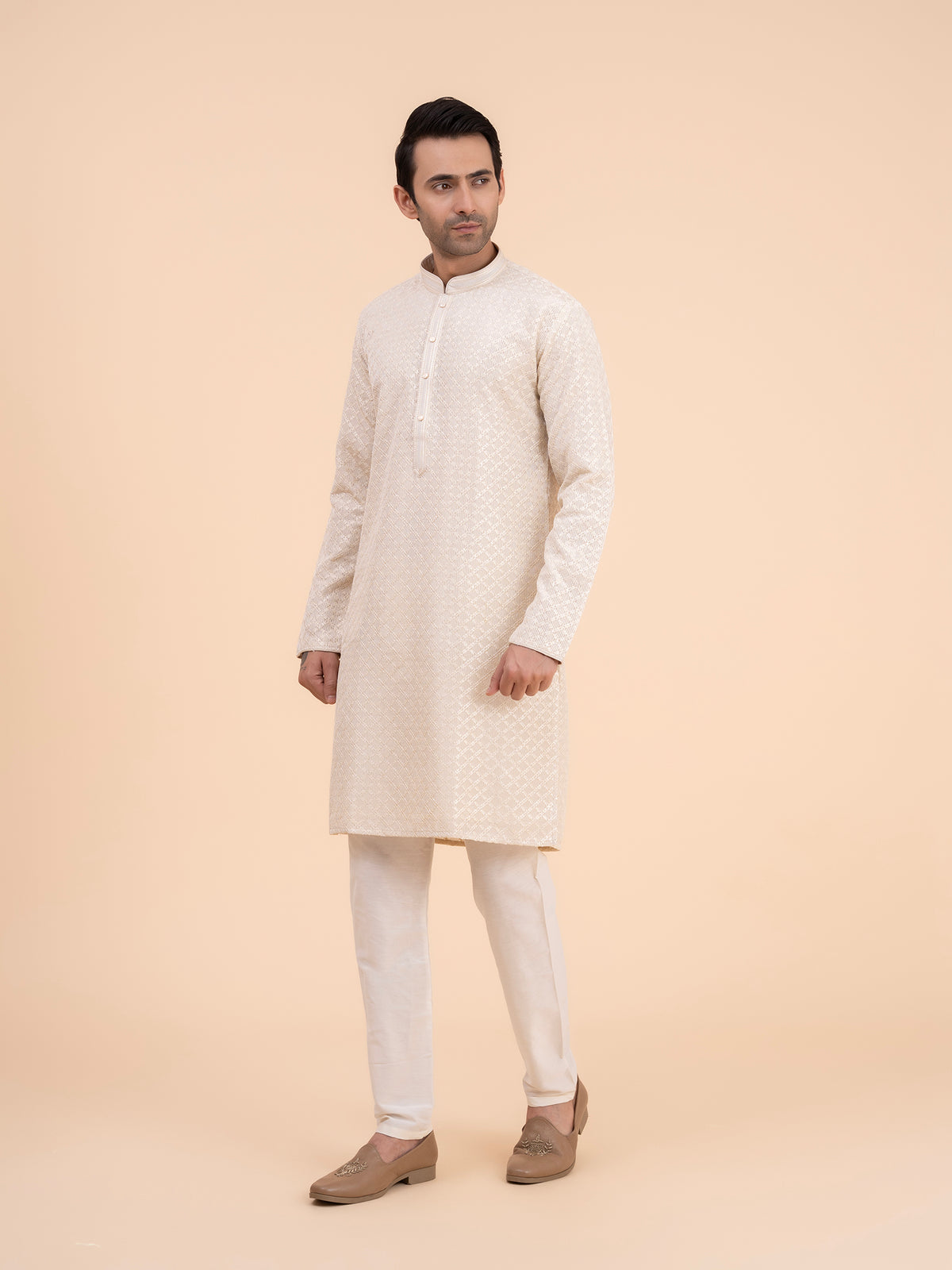 Champagne Brocade Kurta Set