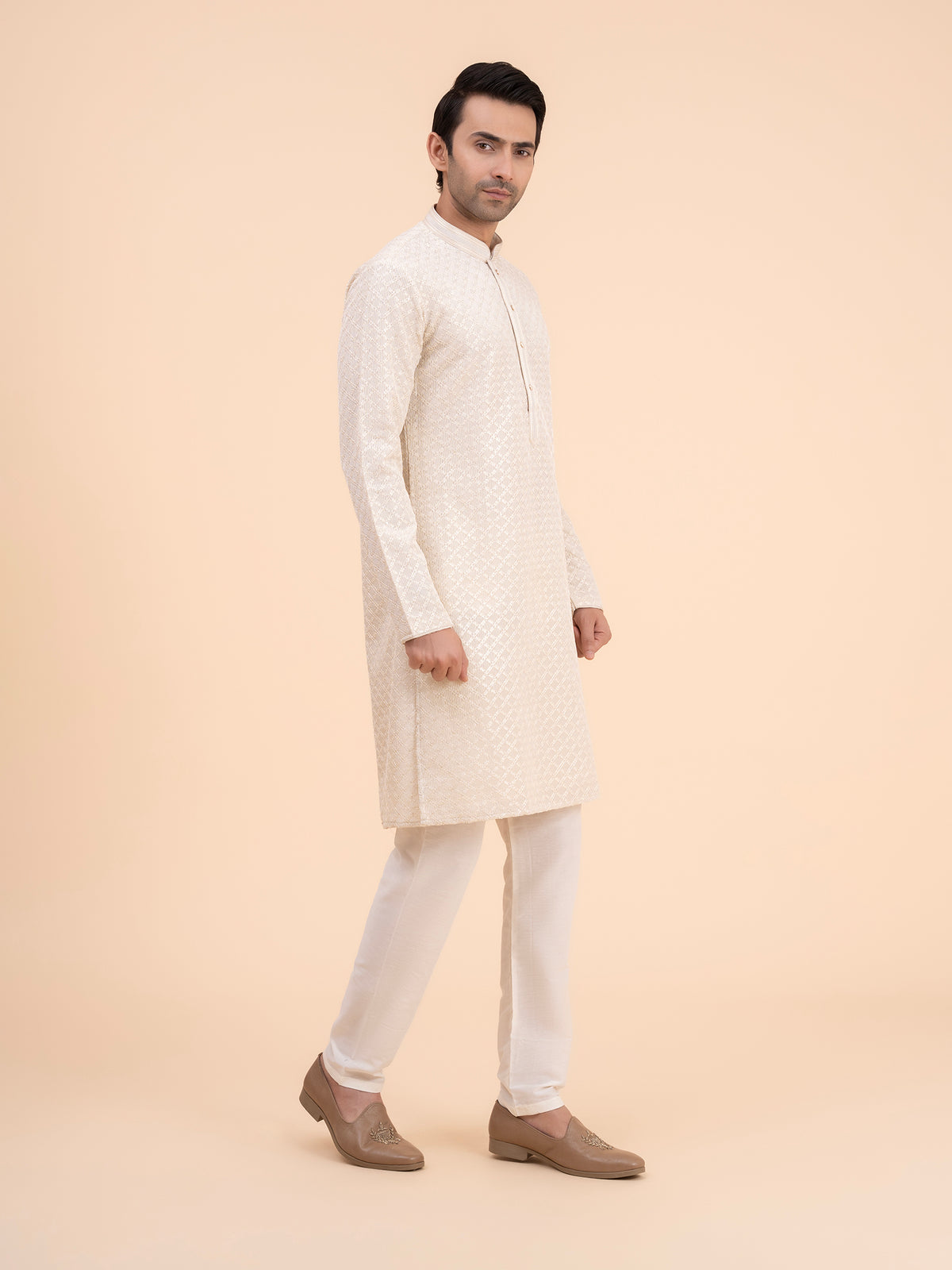 Champagne Brocade Kurta Set