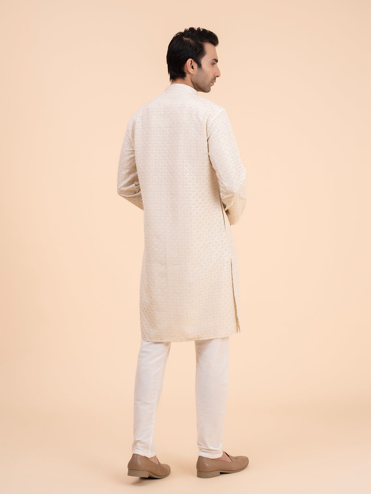Champagne Brocade Kurta Set