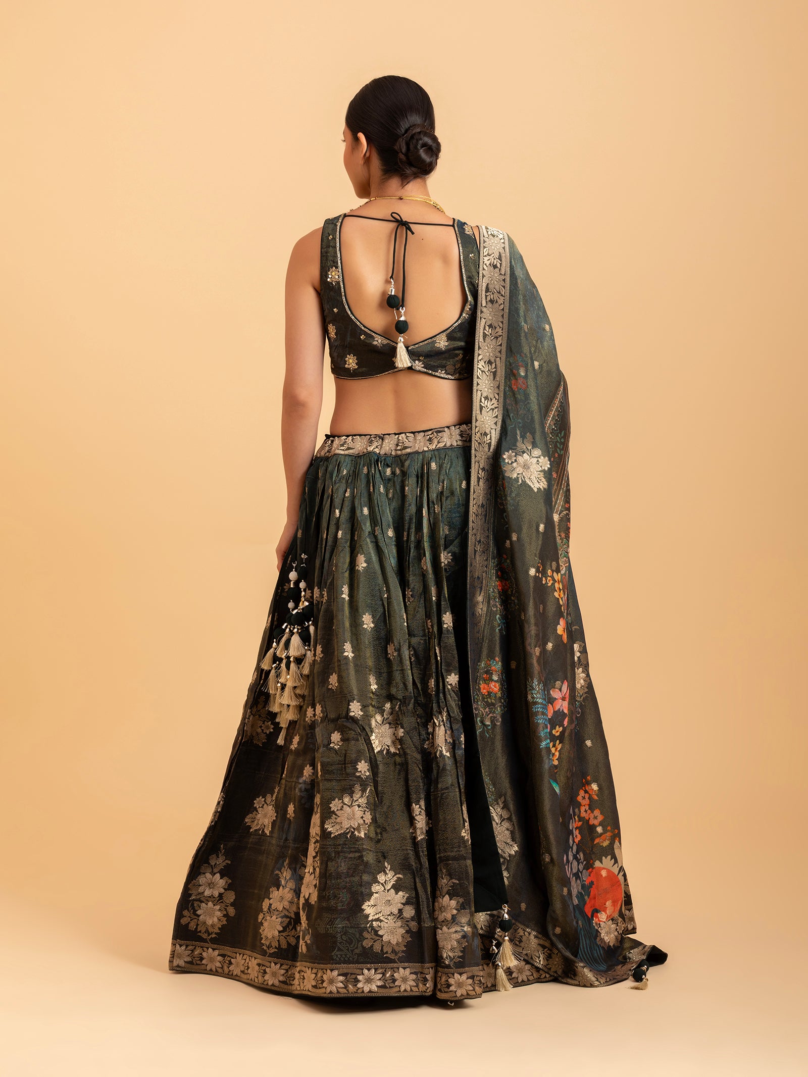 Ethereal Peacock Vine Loomed Lehenga