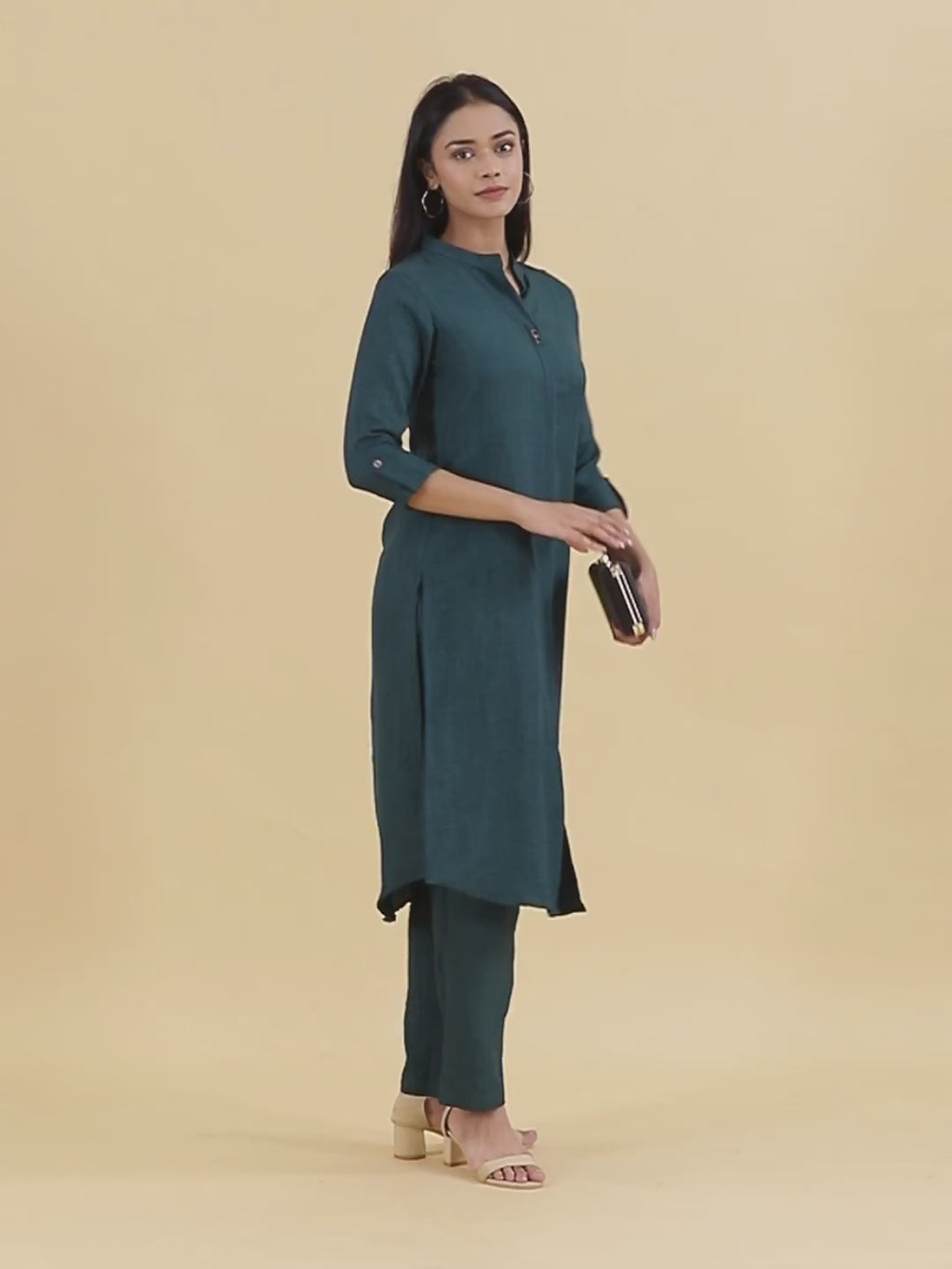 Deep Teal Mandarin Co-ord Set