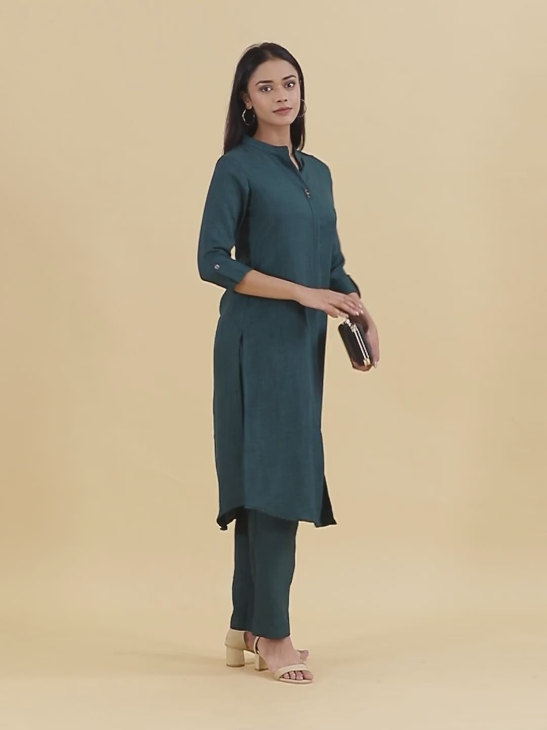 Deep Teal Mandarin Co-ord Set